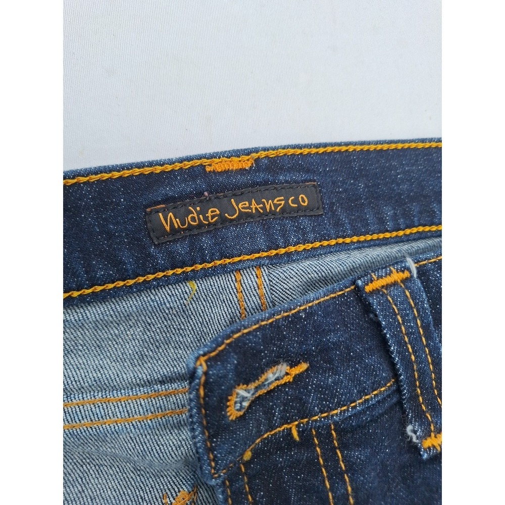 Nudie Jeans High Kai Mens 31x32 Blue Denim Jean Stretch Dark Blue Skinny - Picture 4 of 16